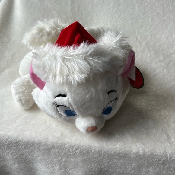 Disney puppet and music White Plush aristocrat Marie Christmaswith Red Santa Hat - Picture 1 of 11